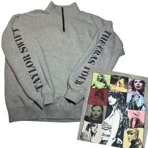 Taylor Swift S The Eras Tour Gray Quarter Zip Crewneck Sweatshirt Official Merch